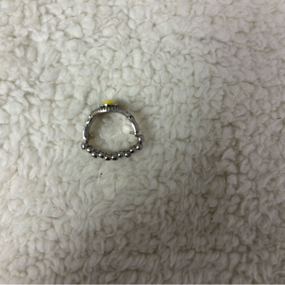 Yellow Silver Tone Expandable Ring - image 5